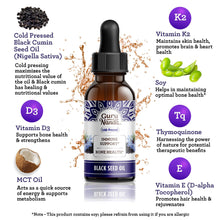 Load image into Gallery viewer, Natural Cold Pressed Black Seed Oil With Vitamin D3, K2 &amp; E
