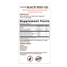 Load image into Gallery viewer, Natural Cold Pressed Black Seed Oil With Vitamin D3, K2 &amp; E
